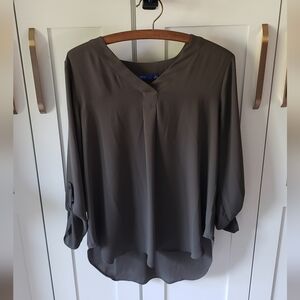 Apt. 9 Blouse Womens L Gray Long Sleeve Top Lightweight Career Essential
